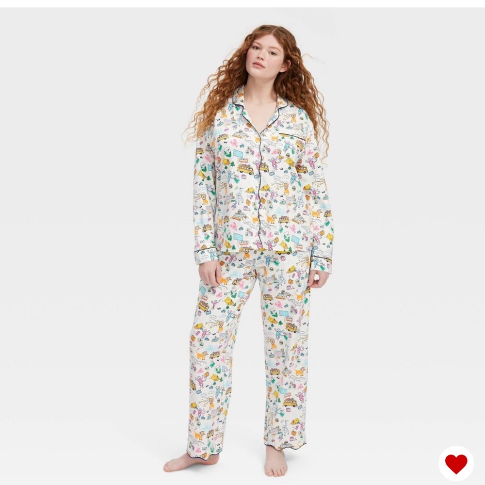 Roller Rabbit White Multicolor Printed Cotton Pajama Set